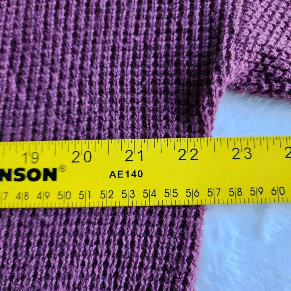 Kersh‎ Merino Wool Blend Sweater Womens Large Waffle Knit Wine Burgundy Pullover - Picture 11 of 14